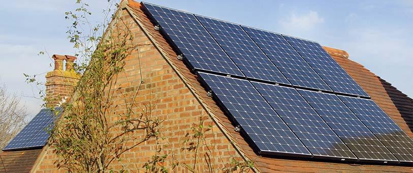 House with solar panels on